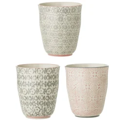 Bloomingville Becher, Tassen & Cups|Geschirr & Tischdeko Skandinavisch-Cécile Becher, Rose, Steingut 3er-Set