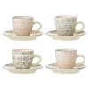 Bloomingville Becher, Tassen & Cups|Geschirr & Tischdeko Skandinavisch-Cécile Espresso Cup, Rose, Steingut 4er-Set
