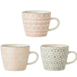 Bloomingville Becher, Tassen & Cups|Geschirr & Tischdeko Skandinavisch-Cécile Tasse groß, Rose, Steingut 3er-Set