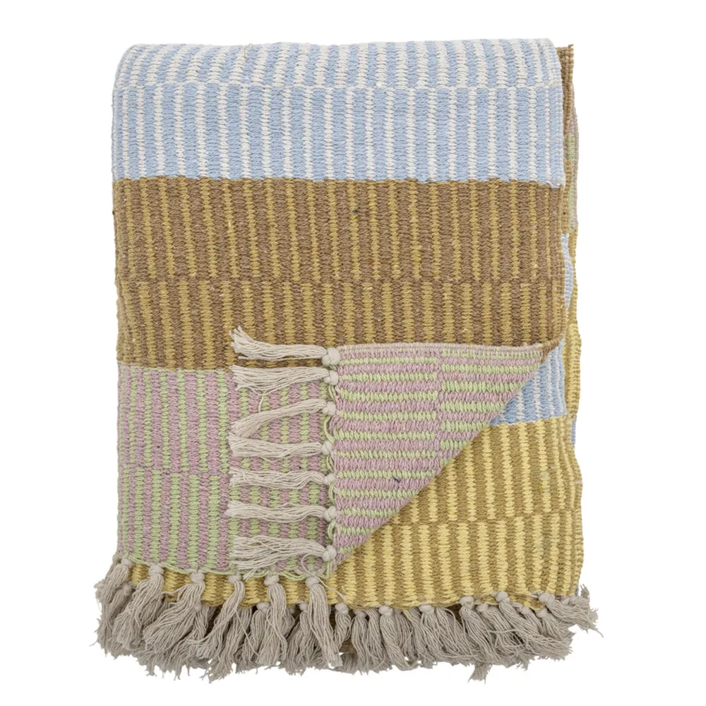Bloomingville Decken & Plaids-Decke Isnel aus recycelter Baumwolle
