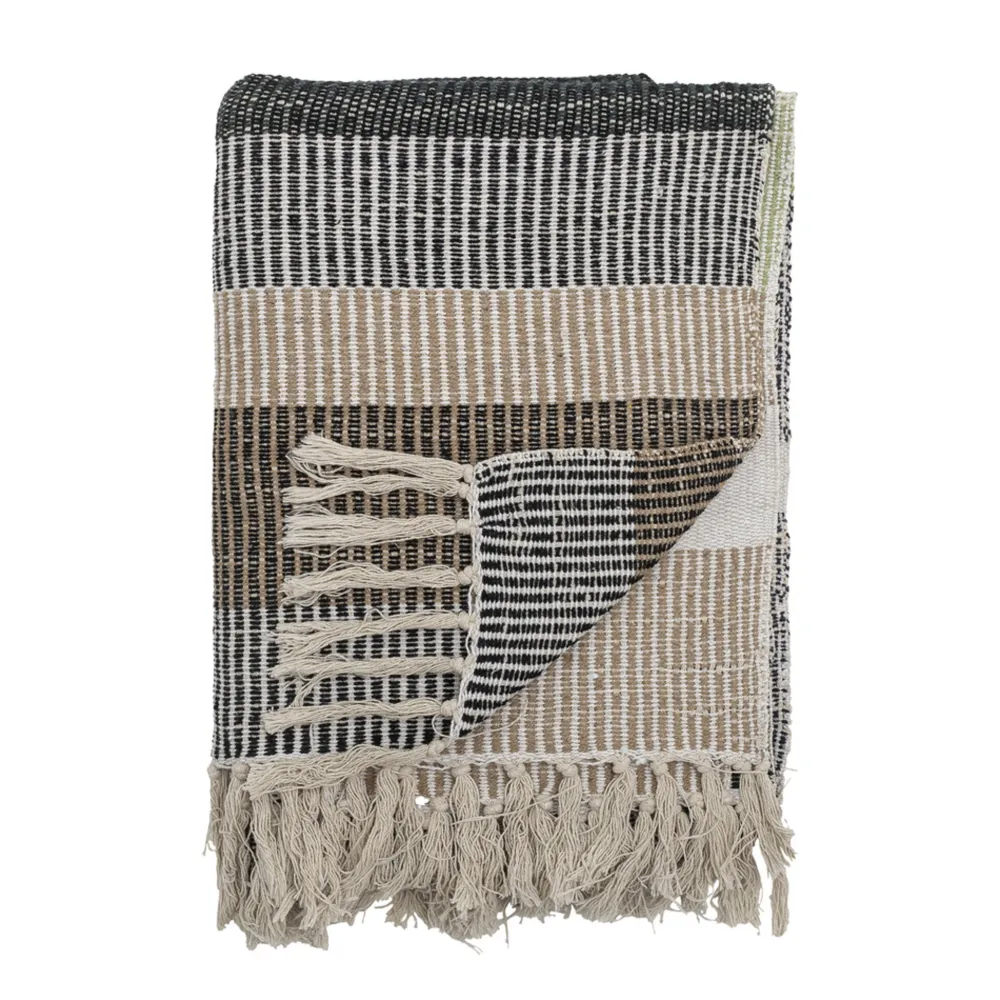 Bloomingville Decken & Plaids-Decke Isnel aus recycelter Baumwolle