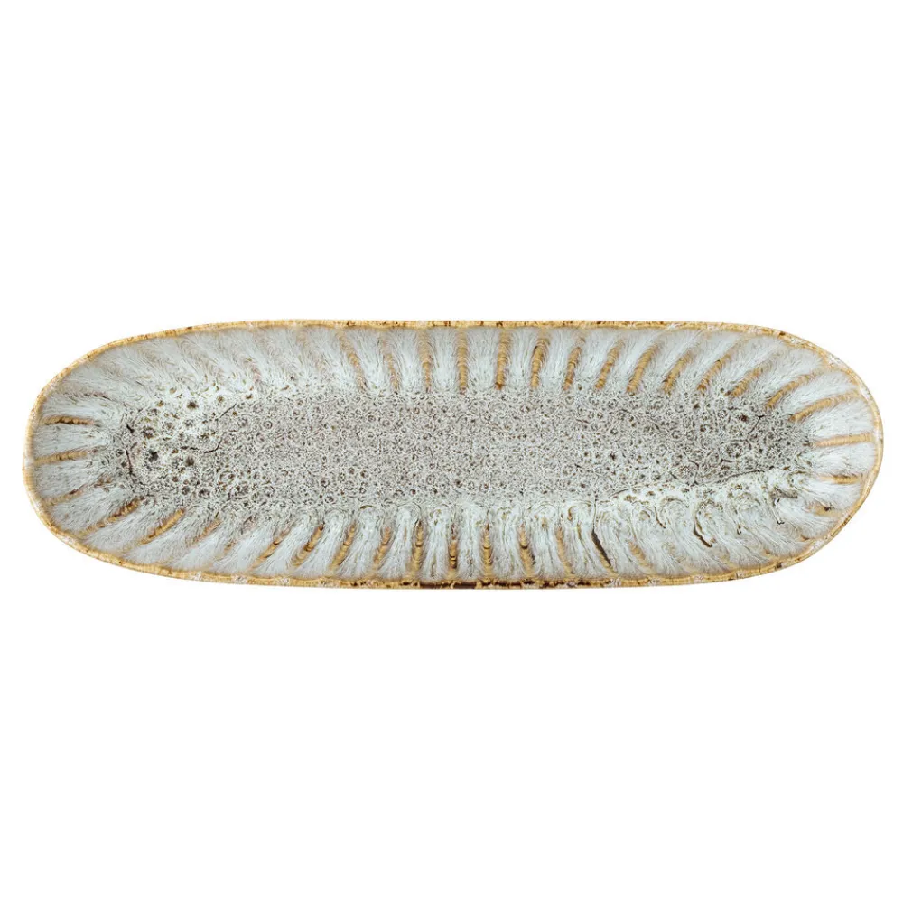 Bloomingville Servierplatten & Bretter|Geschirr & Tischdeko Skandinavisch-Fleur Servierplatte, Natur, Steingut