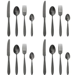 Bloomingville Besteck|Geschirr & Tischdeko Skandinavisch-Frea Besteck Set Schwarz, 16-teilig, Edelstahl