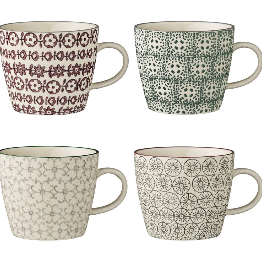 Bloomingville Becher, Tassen & Cups|Geschirr & Tischdeko Skandinavisch-Karine Becher mit Henkel 4er, Steingut