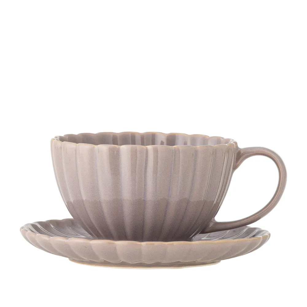 Bloomingville Geschirr & Tischdeko Skandinavisch|Becher, Tassen & Cups-Latina Tasse mit Untertasse, Steingut
