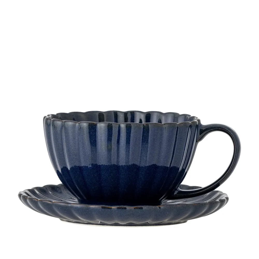 Bloomingville Geschirr & Tischdeko Skandinavisch|Becher, Tassen & Cups-Latina Tasse mit Untertasse, Steingut