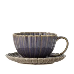 Bloomingville Geschirr & Tischdeko Skandinavisch|Becher, Tassen & Cups-Latina Tasse mit Untertasse, Steingut