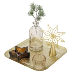 Bloomingville Weihnachtsdeko|Kerzentabletts-Sanga Tablett mit Teelichthaltern, Weihnachten, quadratisch