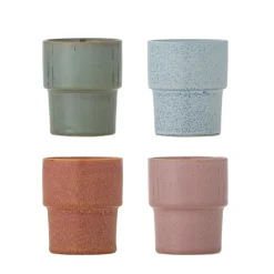Bloomingville Becher, Tassen & Cups|Geschirr & Tischdeko Skandinavisch-Stapelbarer Steingut Becher Ewan 4er-Set