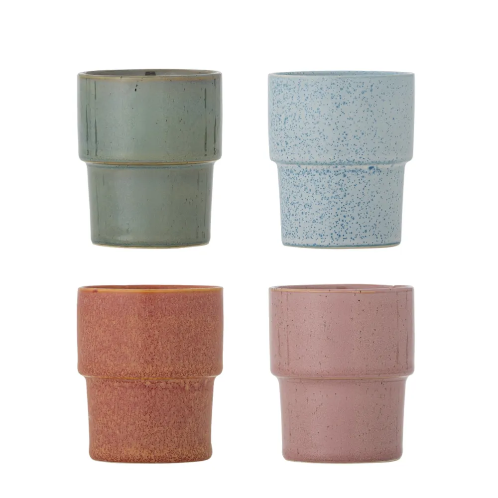 Bloomingville Becher, Tassen & Cups|Geschirr & Tischdeko Skandinavisch-Stapelbarer Steingut Becher Ewan 4er-Set