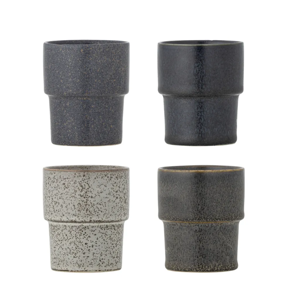 Bloomingville Becher, Tassen & Cups|Geschirr & Tischdeko Skandinavisch-Stapelbarer Steingut Becher Ewan 4er-Set