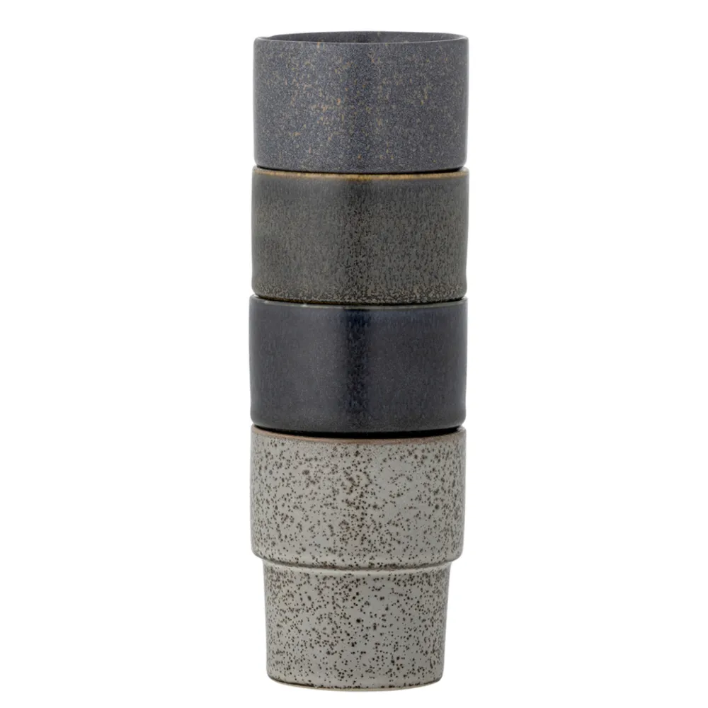 Bloomingville Becher, Tassen & Cups|Geschirr & Tischdeko Skandinavisch-Stapelbarer Steingut Becher Ewan 4er-Set