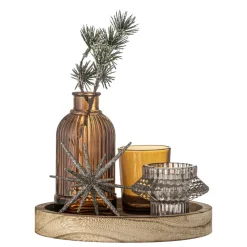 Bloomingville Weihnachtsdeko|Kerzentabletts-Weihnachtliches Sanga Tablett mit Teelichthaltern, rund