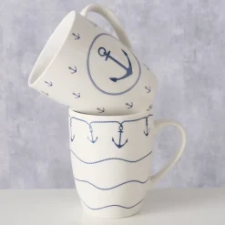 Boltze Becher, Tassen & Cups|Geschirr & Tischdeko Skandinavisch-Becher Büsum mit Anker, 2er-Set