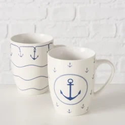 Boltze Becher, Tassen & Cups|Geschirr & Tischdeko Skandinavisch-Becher Büsum mit Anker, 2er-Set