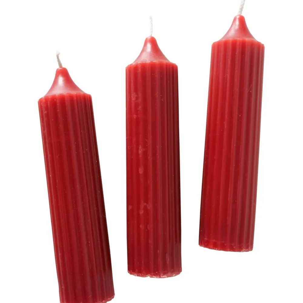 Boltze Weihnachtsdeko|Weihnachts- & Adventskerzen-Dicke Stabkerzen Riffly Ø 3,5 cm, 3er Set