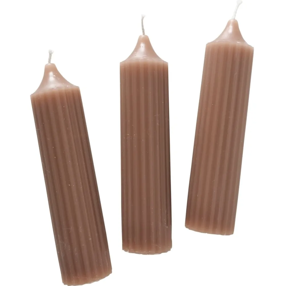 Boltze Weihnachtsdeko|Weihnachts- & Adventskerzen-Dicke Stabkerzen Riffly Ø 3,5 cm, 3er Set