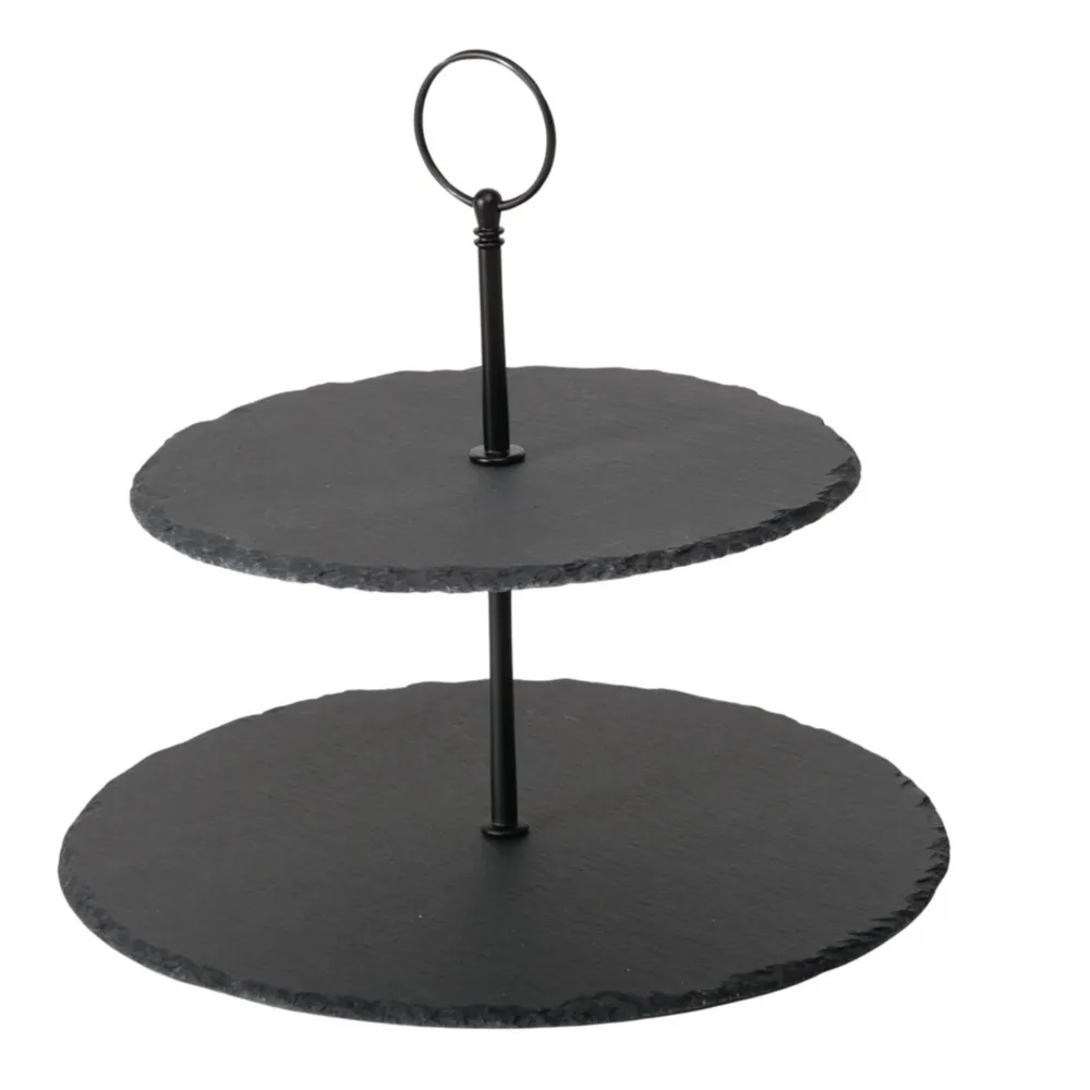 Boltze Etageren & Kuchenplatten|Geschirr & Tischdeko Skandinavisch-Etagere aus Schiefer Stonka