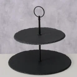 Boltze Etageren & Kuchenplatten|Geschirr & Tischdeko Skandinavisch-Etagere aus Schiefer Stonka