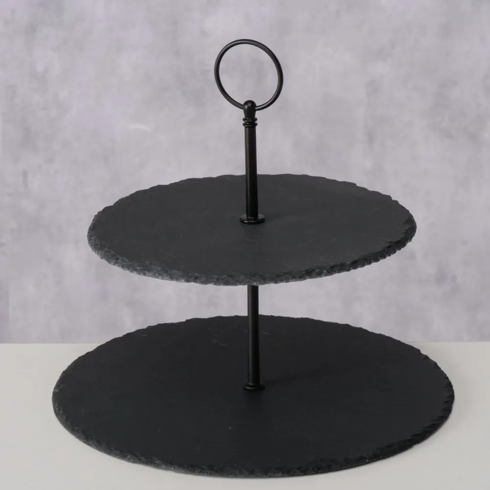Boltze Etageren & Kuchenplatten|Geschirr & Tischdeko Skandinavisch-Etagere aus Schiefer Stonka
