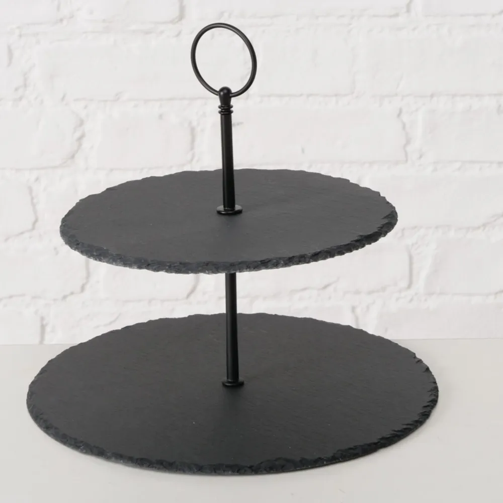 Boltze Etageren & Kuchenplatten|Geschirr & Tischdeko Skandinavisch-Etagere aus Schiefer Stonka