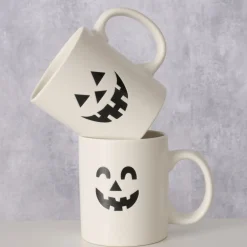 Boltze Herbstdeko|Becher, Tassen & Cups-Halloween Becher Boo, 2er Set aus Keramik