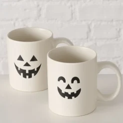 Boltze Herbstdeko|Becher, Tassen & Cups-Halloween Becher Boo, 2er Set aus Keramik