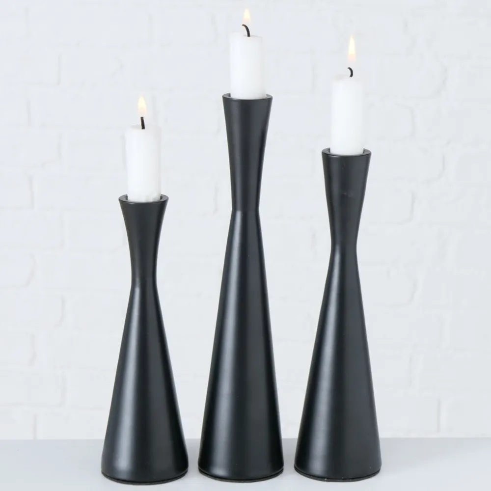 Boltze Kerzenhalter Für Stabkerzen-Kerzenleuchter Cone, 3 tlg