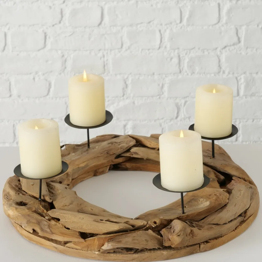 Boltze Weihnachtsdeko-Kerzenleuchter Kranz Palu