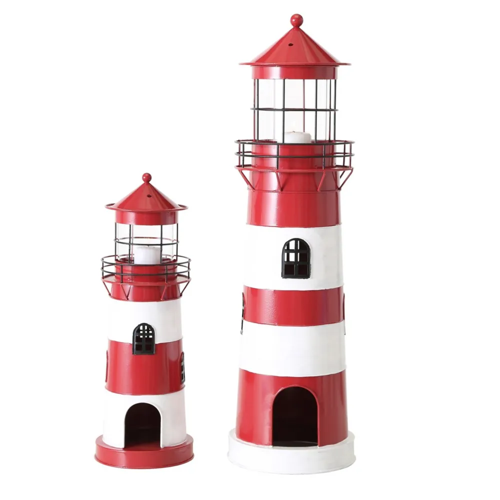 Boltze Laternen-Laterne roter Leuchtturm, 2 tlg