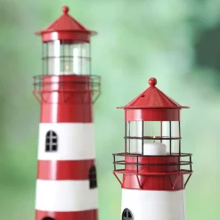 Boltze Laternen-Laterne roter Leuchtturm, 2 tlg