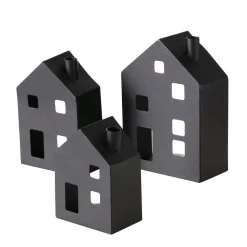 Boltze Lichthäuser, Keramik-Häuschen|Teelichthalter-Lichthaus Windlicht Set 3-tlg für Teelicht Lavik