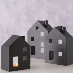 Boltze Lichthäuser, Keramik-Häuschen|Teelichthalter-Lichthaus Windlicht Set 3-tlg für Teelicht Lavik