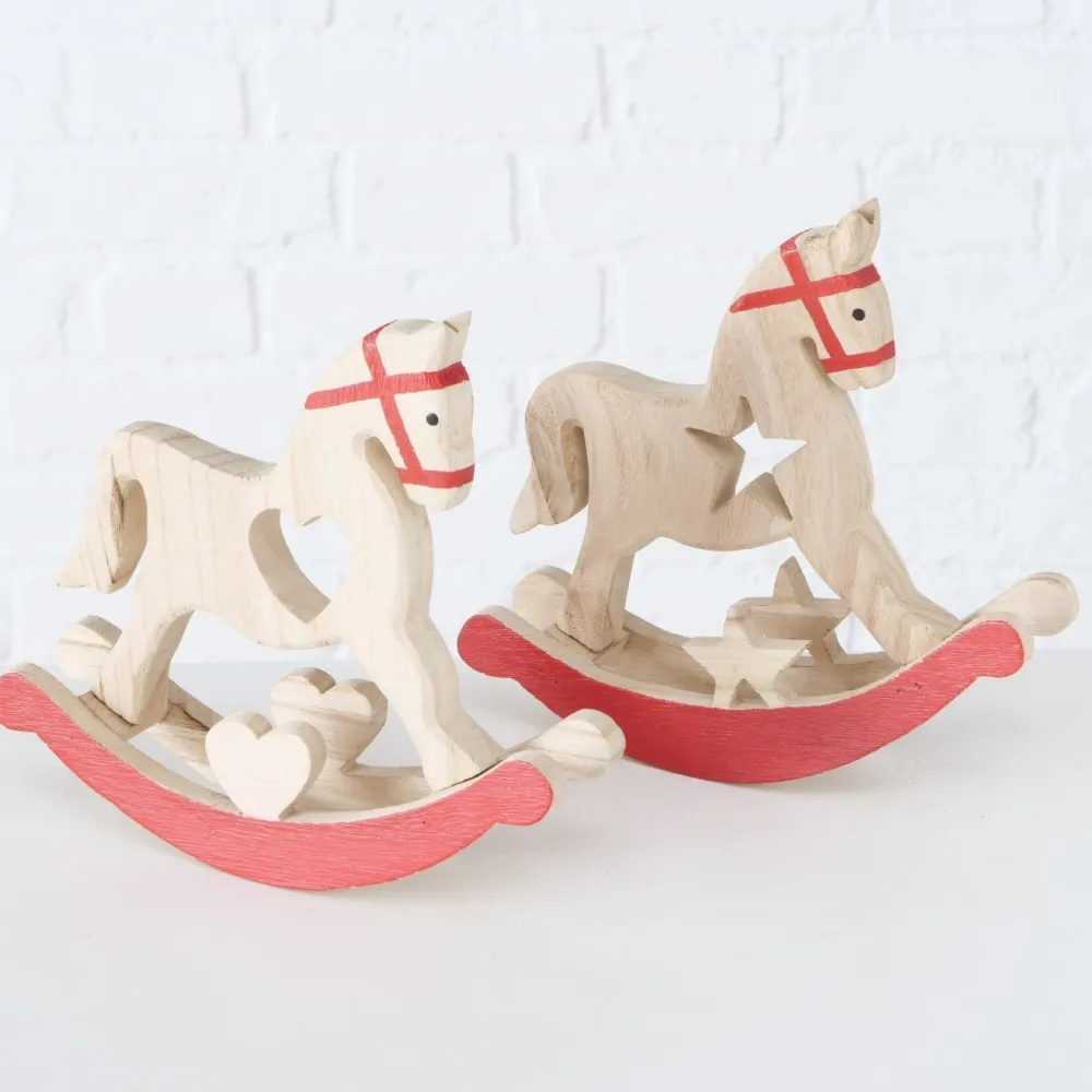 Boltze Weihnachtsdeko-Schaukelpferd Kigia 2er Set