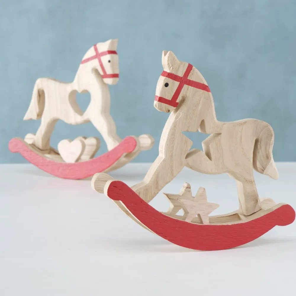 Boltze Weihnachtsdeko-Schaukelpferd Kigia 2er Set