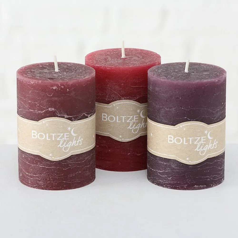 Boltze Weihnachtsdeko|Weihnachts- & Adventskerzen-Stumpenkerze 3er