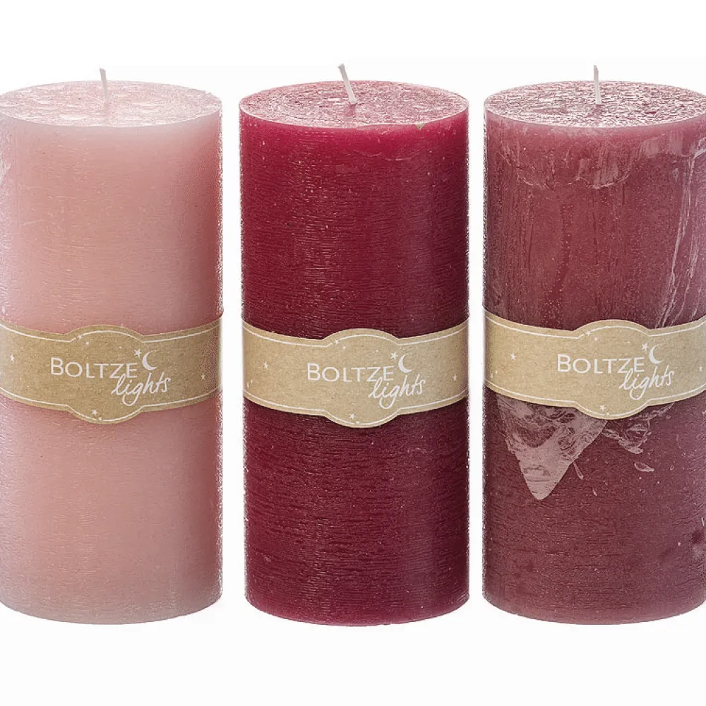 Boltze Weihnachtsdeko|Weihnachts- & Adventskerzen-Stumpenkerze 3er