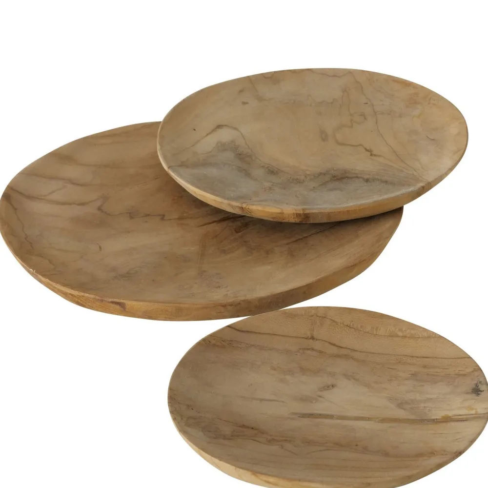 Boltze Servierplatten & Bretter|Teller-Teakholz Tellerset Kallie