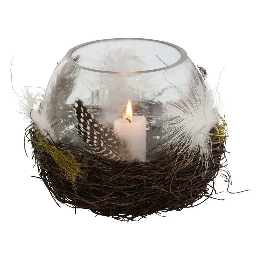 Boltze Windlichter-Windlicht Emil mit Federn