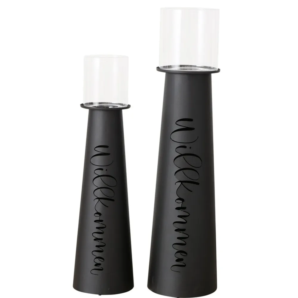 Boltze Windlichter-Windlicht Willkommen aus Eisen, 2er Set