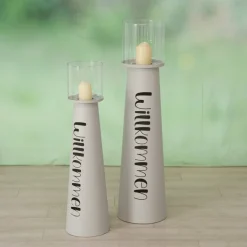 Boltze Windlichter-Windlicht Willkommen aus Eisen, 2er Set