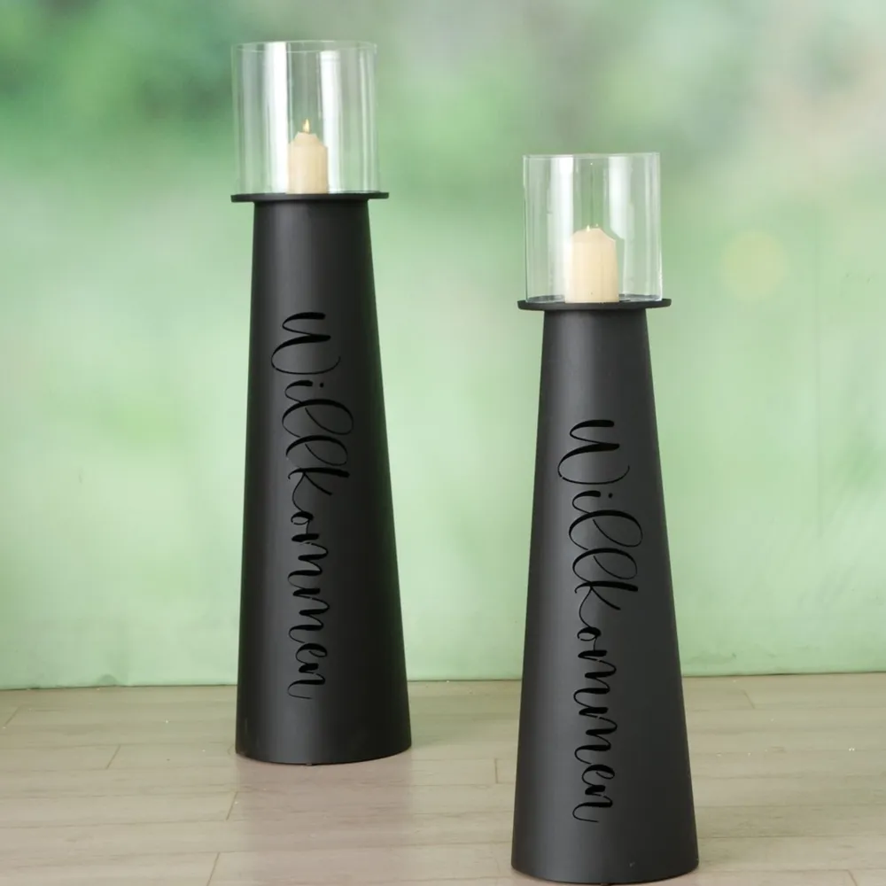 Boltze Windlichter-Windlicht Willkommen aus Eisen, 2er Set