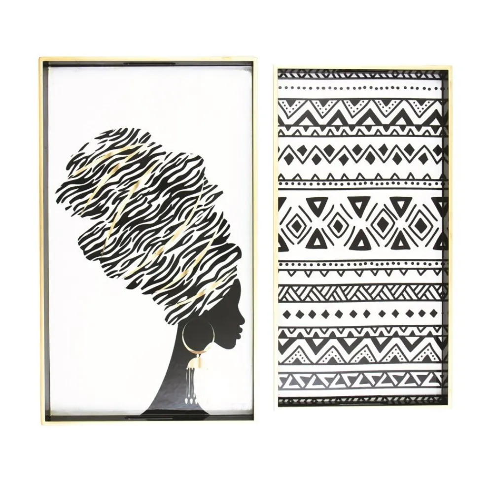byRoom Tabletts-Tablett 2er Set African