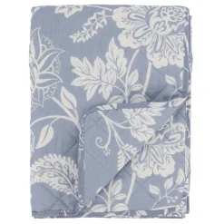 Chic Antique Quilts & Bettwäsche|Decken & Plaids-Aix Quilt mit Blumenmuster, sky blue