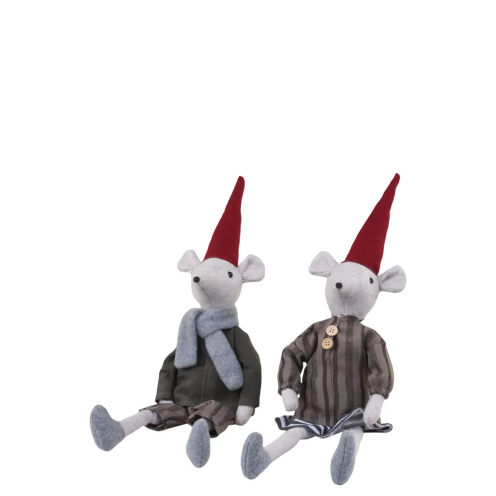 Chic Antique Weihnachtsdeko|Deko-Objekte & Figuren-Asger & Agnes Weihnachtsmäuse sitzend