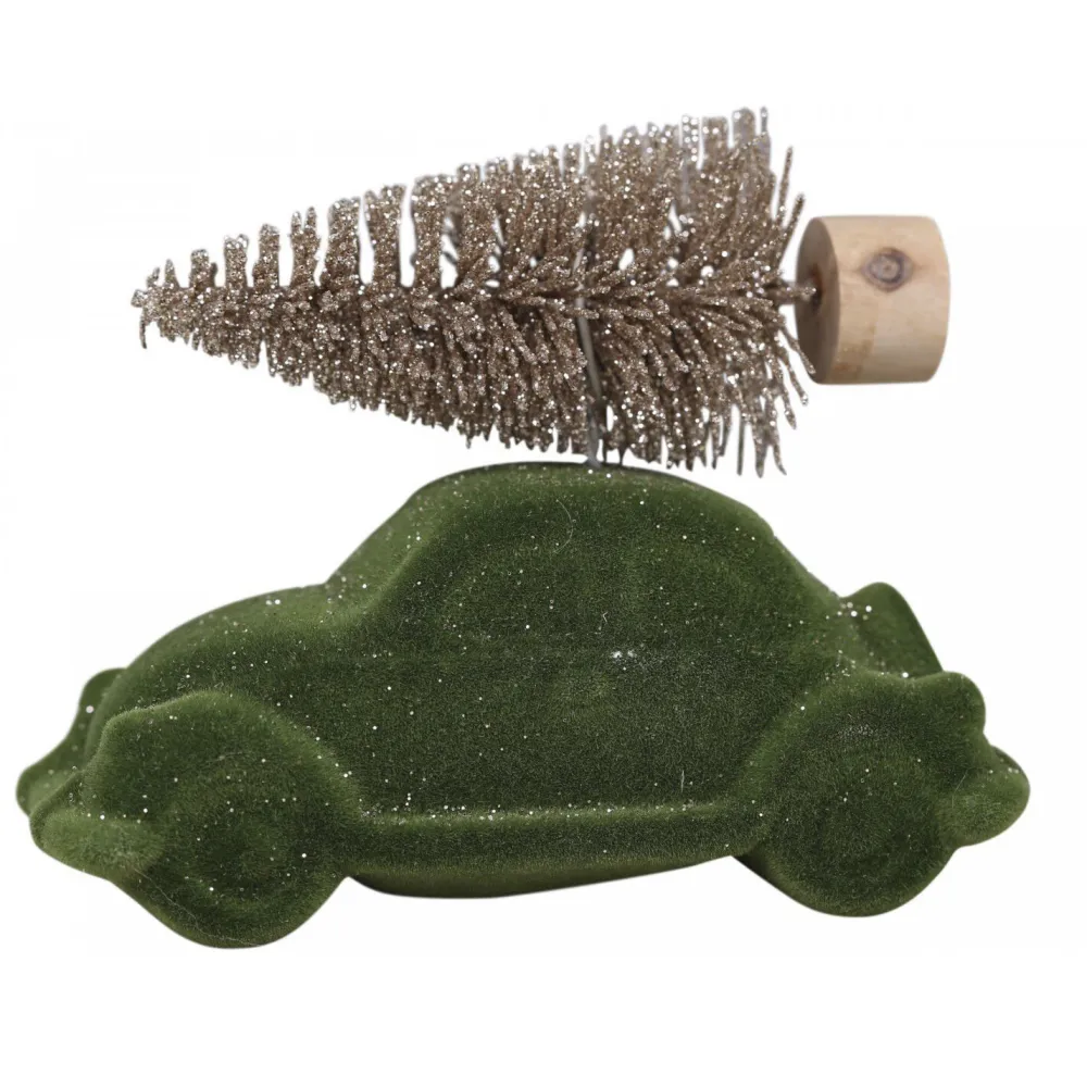 Chic Antique Weihnachtsdeko-Autofigur mit Velours Weihnachtsbaum