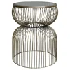 Chic Antique Beistelltische & Couchtische-Beistelltisch mit Glasplatte mit Messing Finish