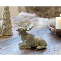 Chic Antique Weihnachtsdeko|Deko-Objekte & Figuren-Deko Elch Aufsteller mit Glitzer