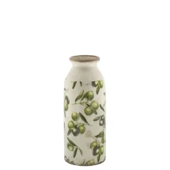 Chic Antique Vasen-Deko Flasche Olive mit Olivenmuster