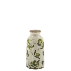 Chic Antique Vasen-Deko Flasche Olive mit Olivenmuster